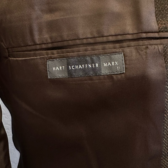 HART SCHAFFNER MARX MENS BLAZER SIZE 42 SPORT COAT BROWN PLAID WINDOWPANE JACKET - Picture 9 of 12